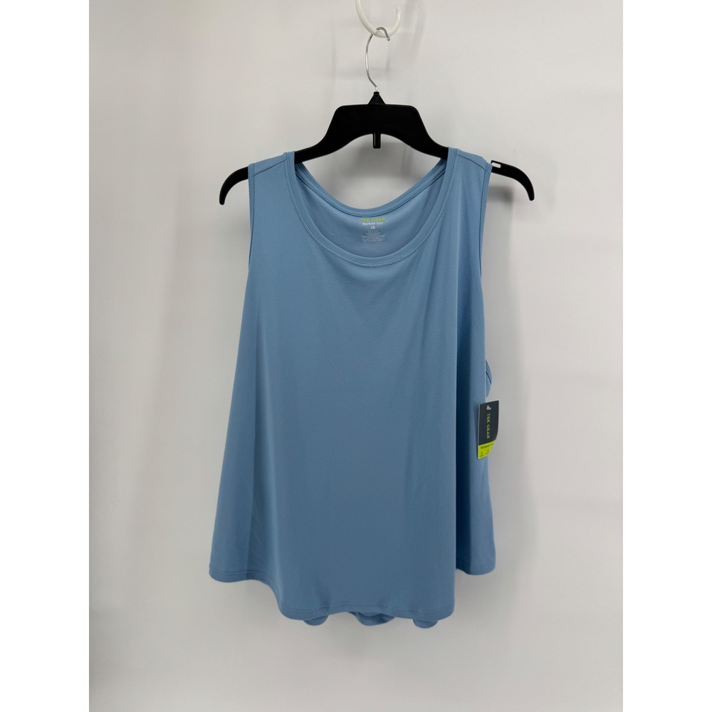 Tek Gear Womens 1X Blue Workout Tank Top Racerback Mesh Wicking NWT